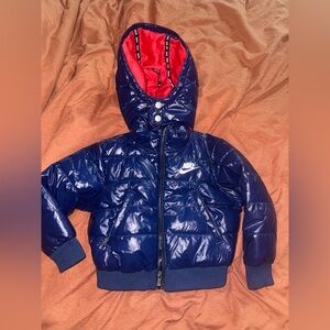 Nike puffer bomber jacket Sz 2T blue with red